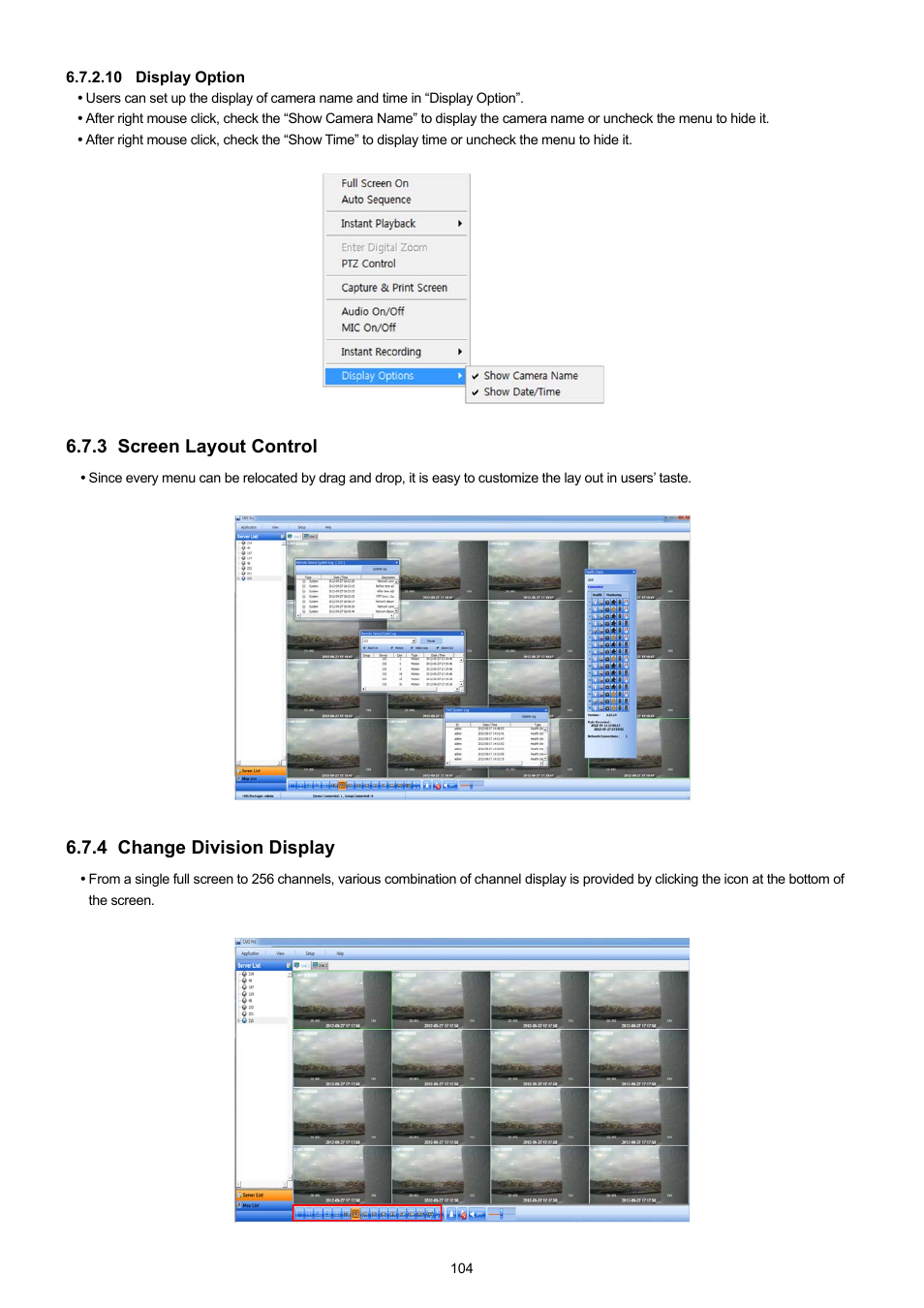 3 screen layout control, 4 change division display | KT&C KVR-0412H User Manual | Page 104 / 219