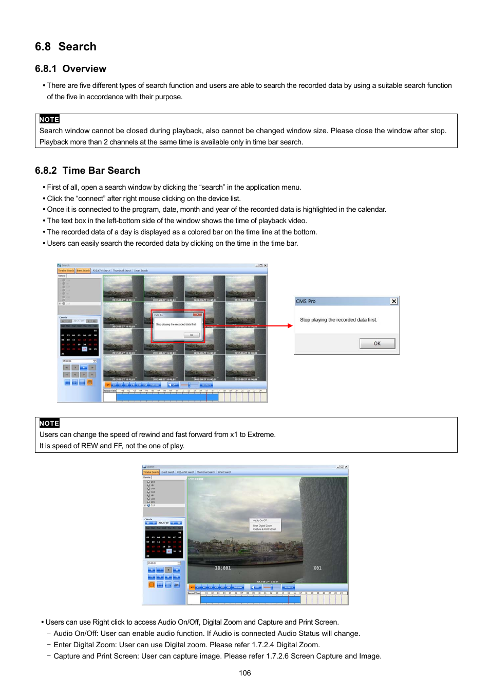 8 search, 1 overview, 2 time bar search | KT&C KVR-0412H User Manual | Page 106 / 219