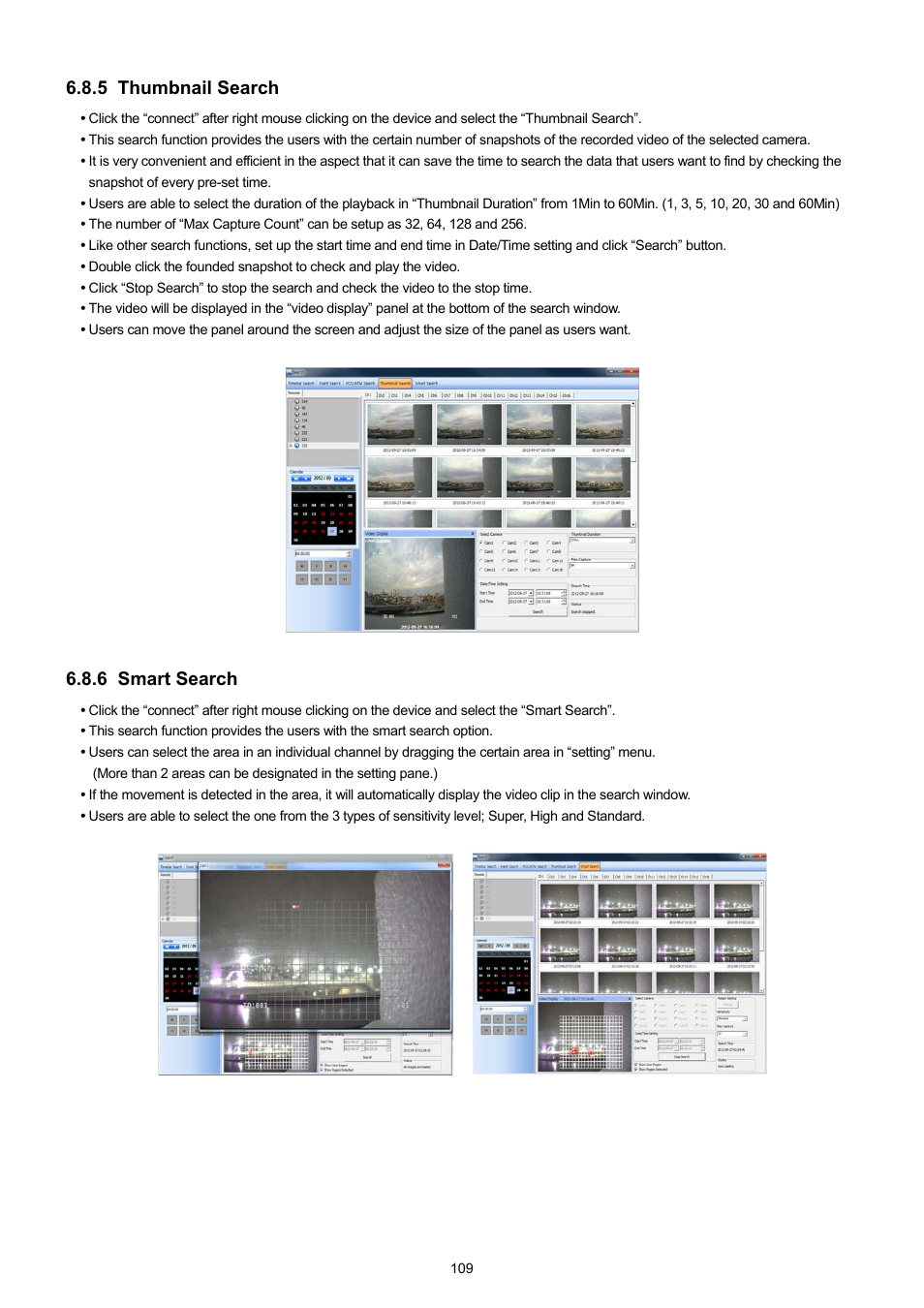 5 thumbnail search, 6 smart search | KT&C KVR-0412H User Manual | Page 109 / 219