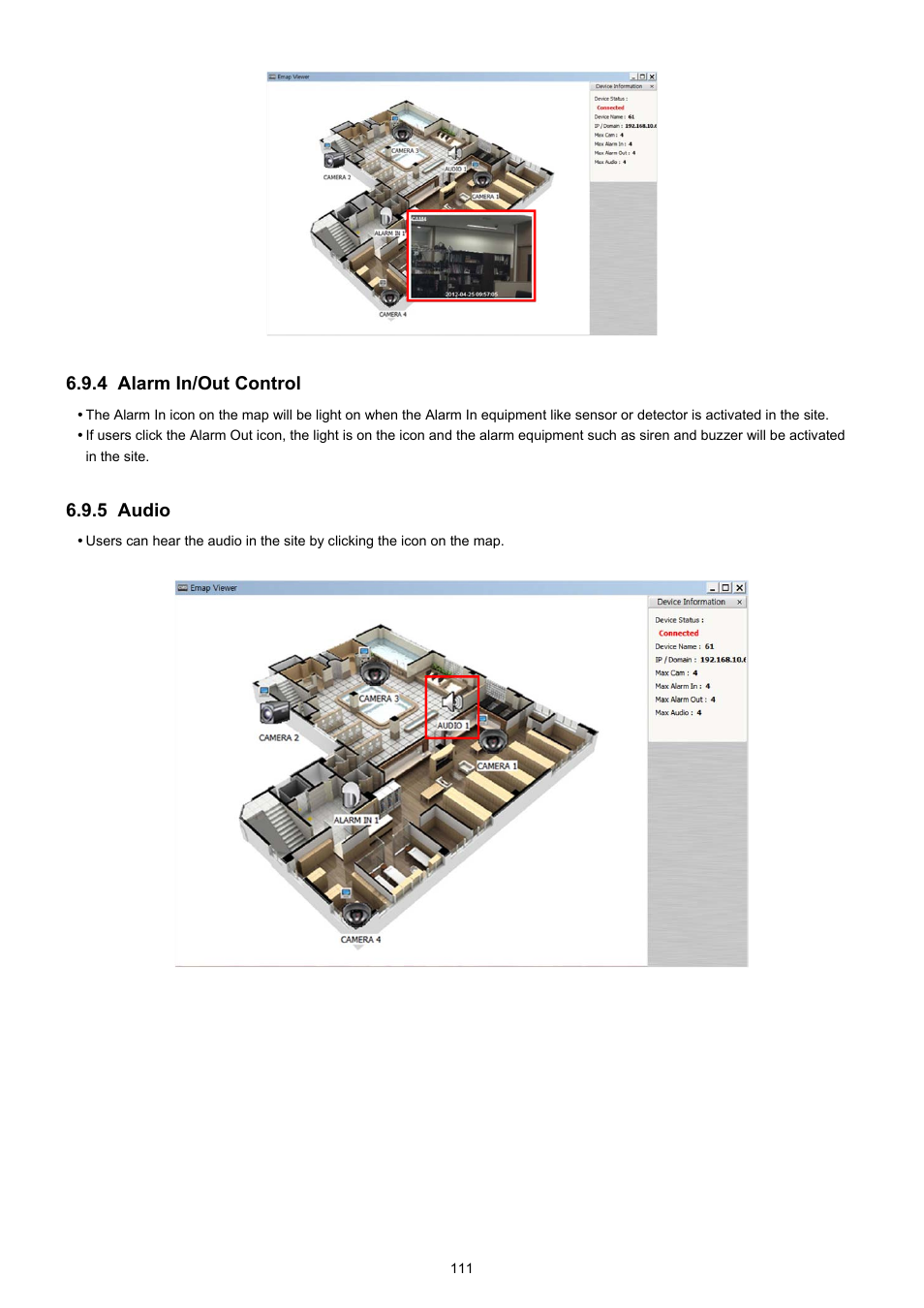 4 alarm in/out control, 5 audio | KT&C KVR-0412H User Manual | Page 111 / 219