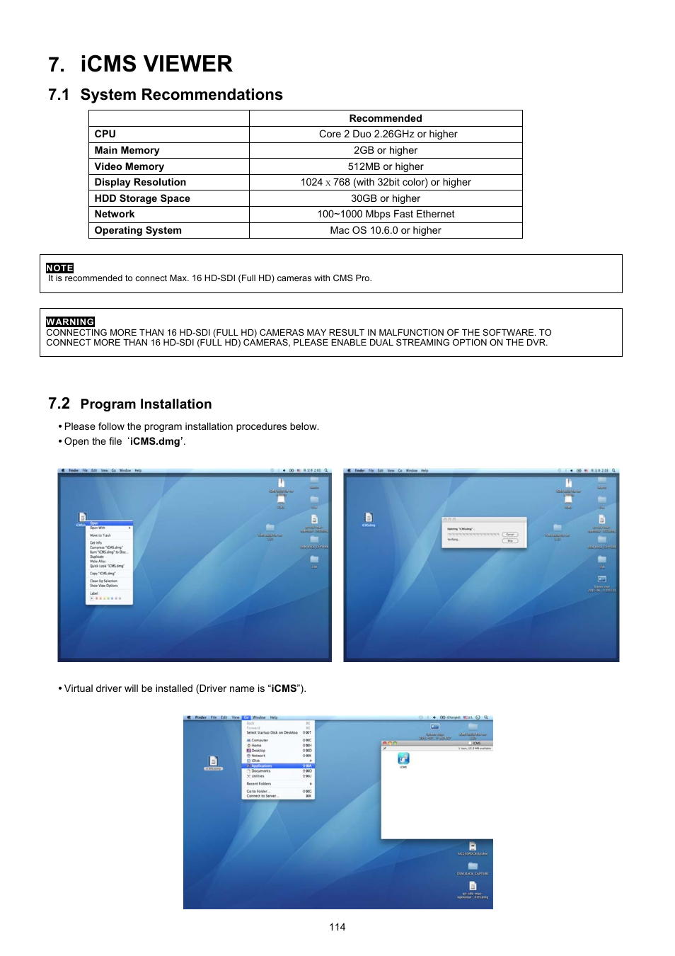 Icms viewer, 1 system recommendations, Program installation | KT&C KVR-0412H User Manual | Page 114 / 219