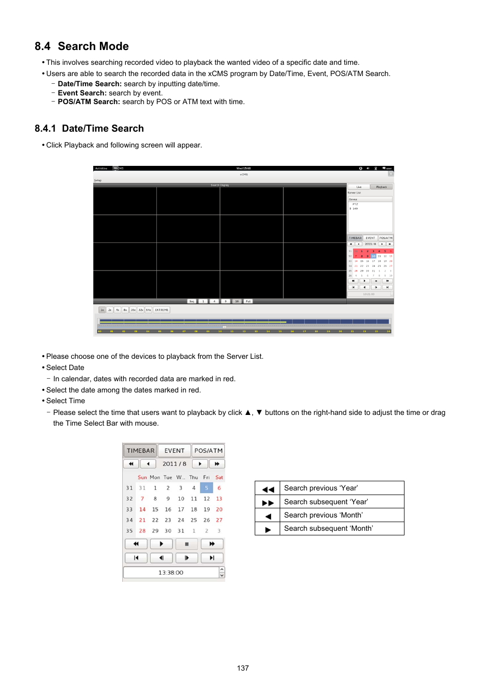 4 search mode, 1 date/time search | KT&C KVR-0412H User Manual | Page 137 / 219