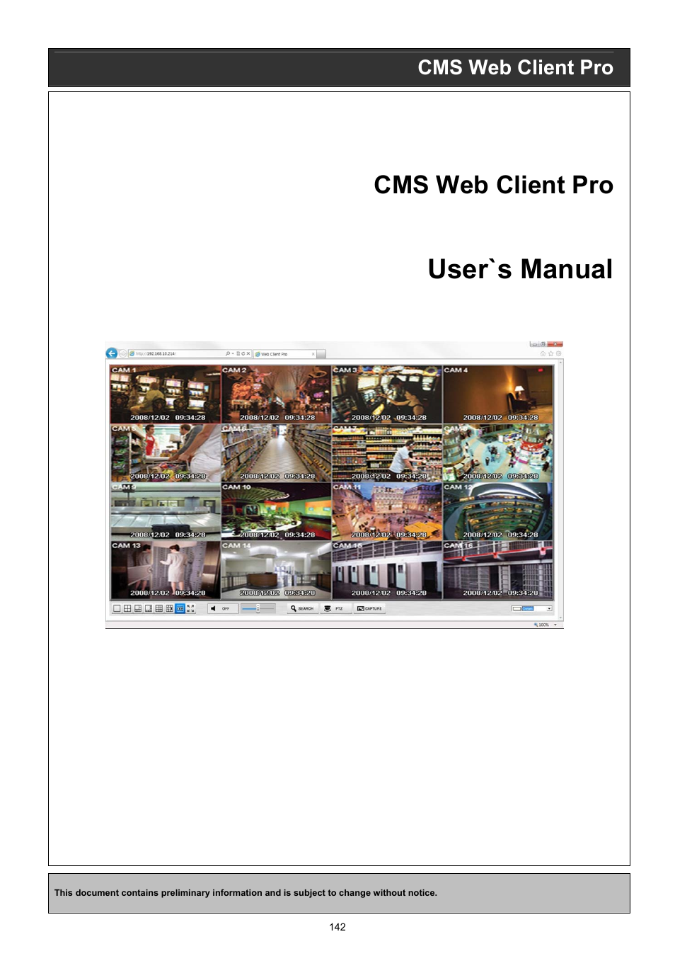 User`s manual, Cms web client pro | KT&C KVR-0412H User Manual | Page 142 / 219