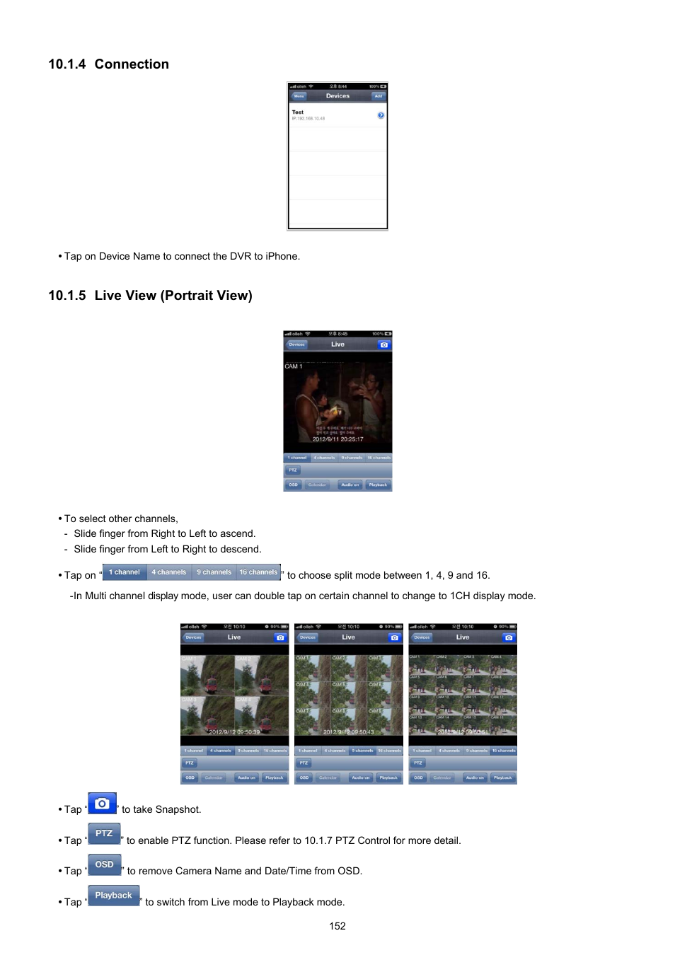 4 connection, 5 live view (portrait view) | KT&C KVR-0412H User Manual | Page 152 / 219
