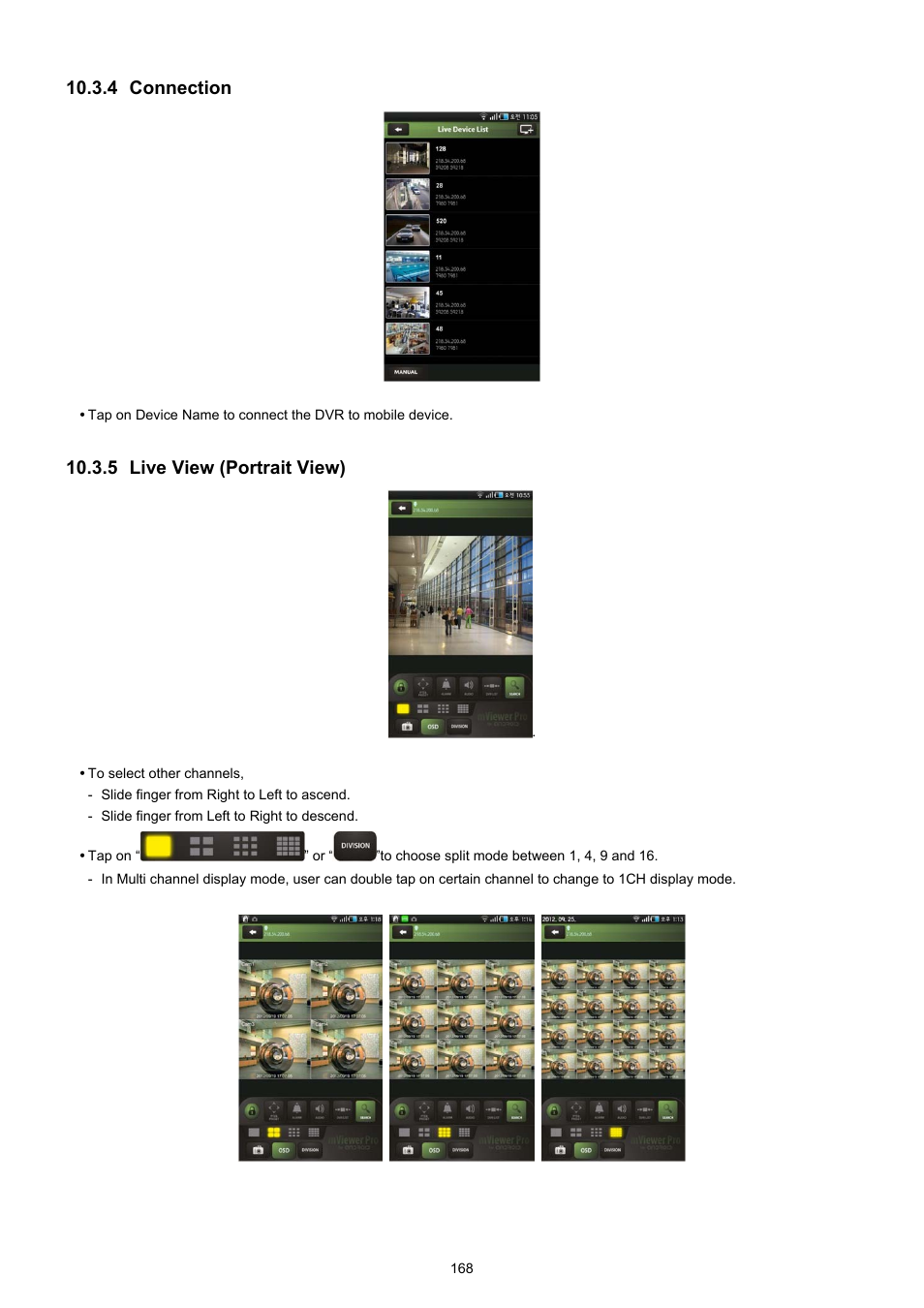 4 connection, 5 live view (portrait view) | KT&C KVR-0412H User Manual | Page 168 / 219