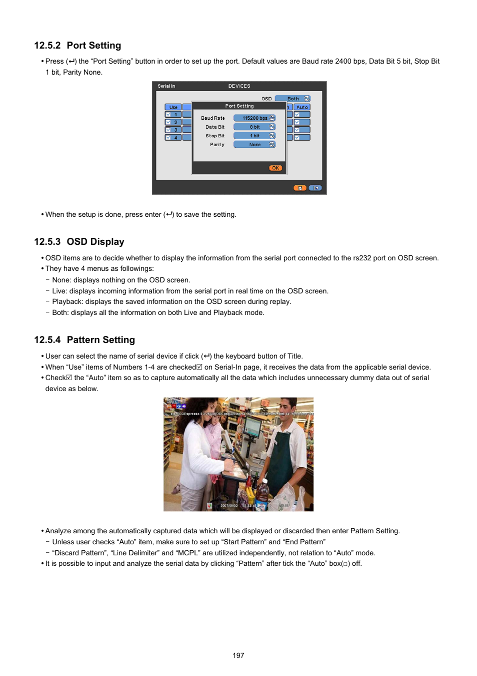 2 port setting, 3 osd display, 4 pattern setting | KT&C KVR-0412H User Manual | Page 197 / 219