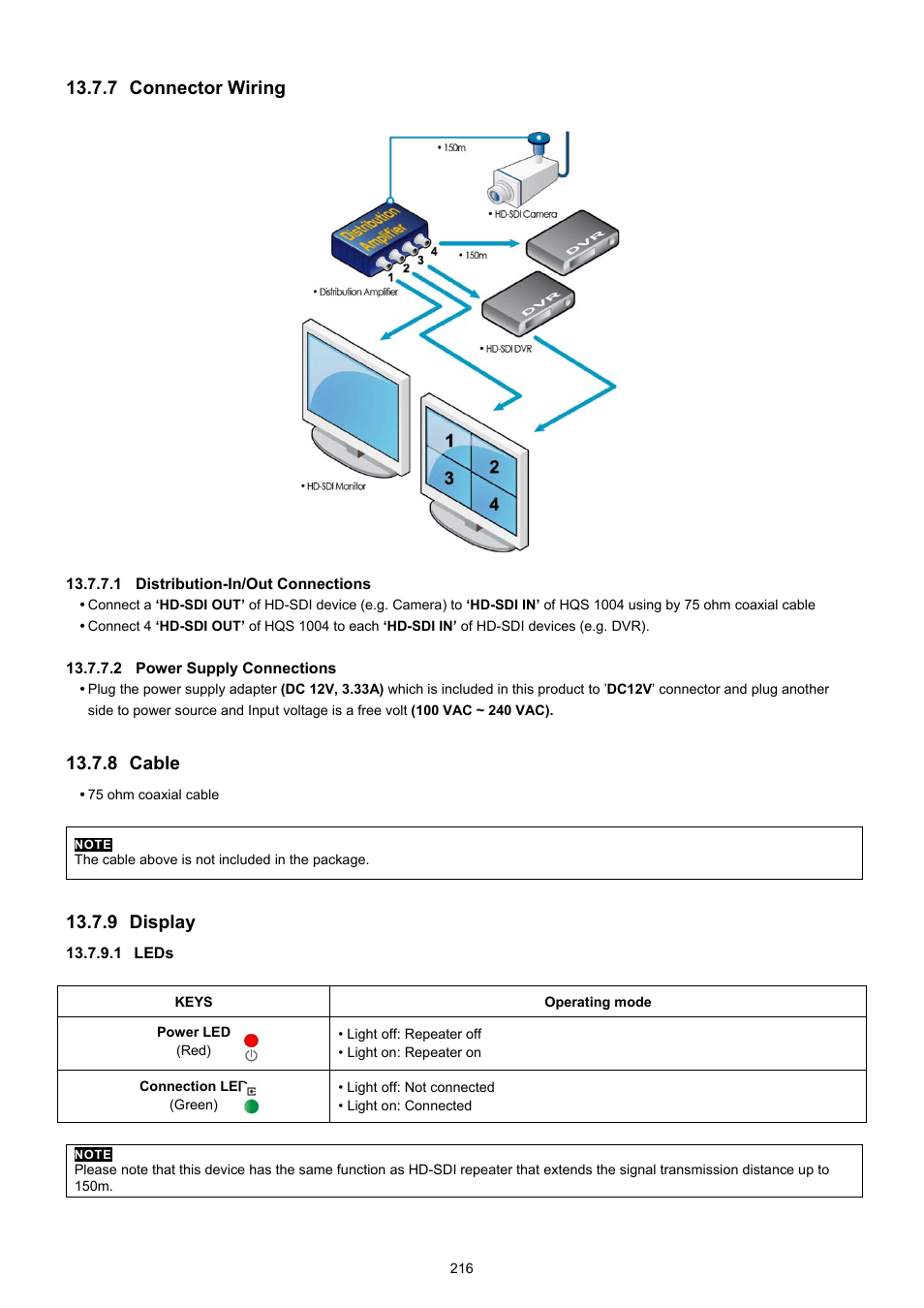 7 connector wiring, 8 cable, 9 display | KT&C KVR-0412H User Manual | Page 216 / 219