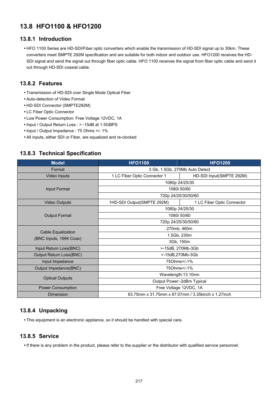 1 introduction, 2 features, 3 technical specification | 4 unpacking, 5 service | KT&C KVR-0412H User Manual | Page 217 / 219