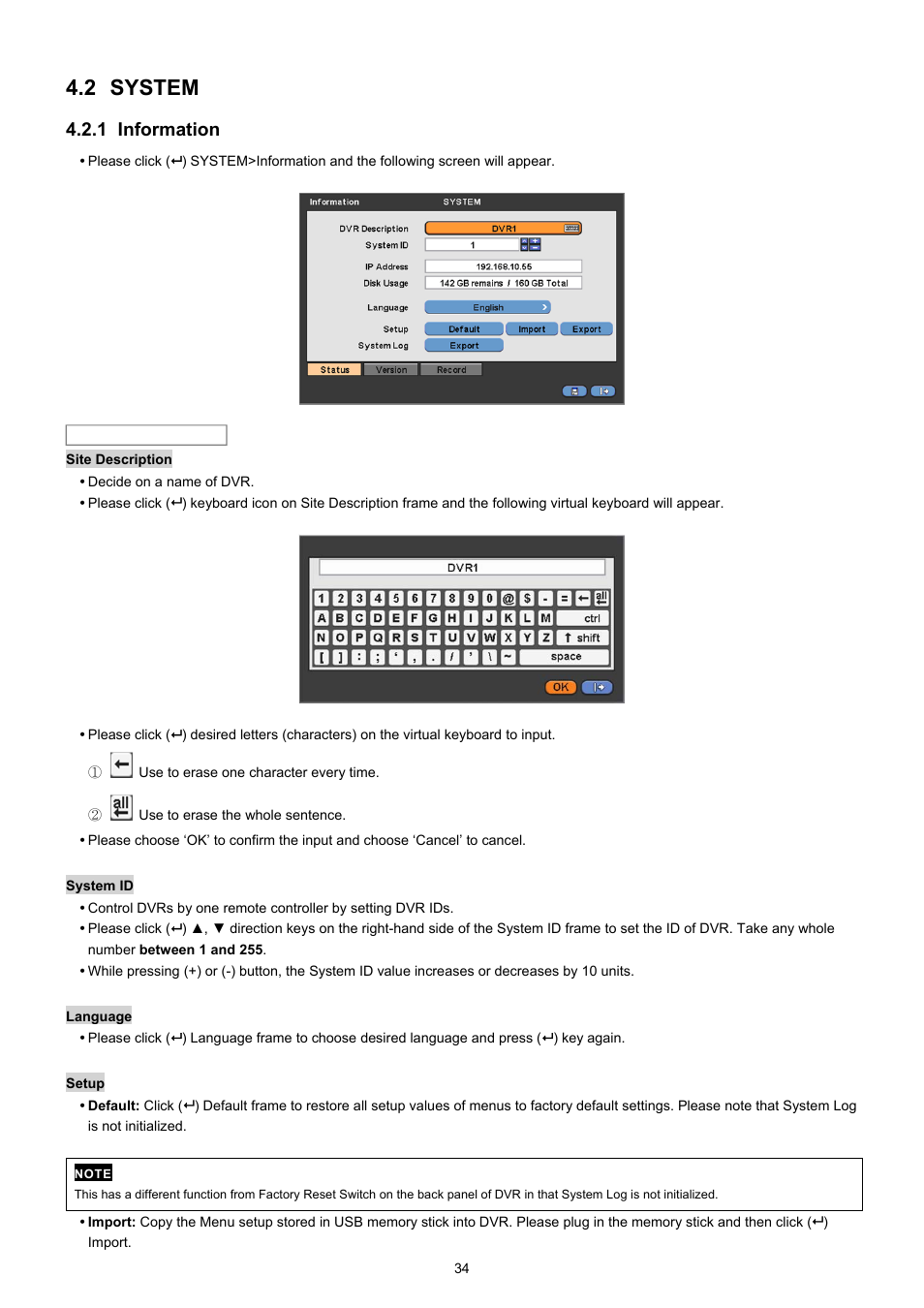 2 system, 1 information | KT&C KVR-0412H User Manual | Page 34 / 219