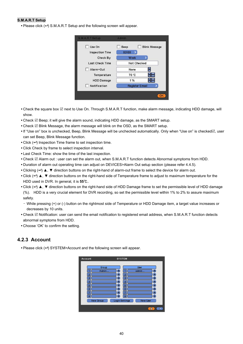 3 account | KT&C KVR-0412H User Manual | Page 40 / 219