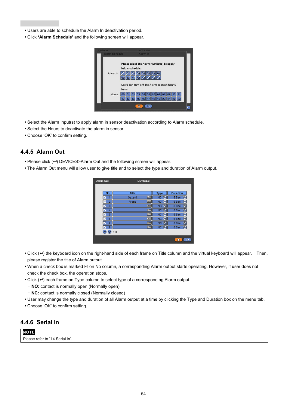 5 alarm out, 6 serial in | KT&C KVR-0412H User Manual | Page 54 / 219
