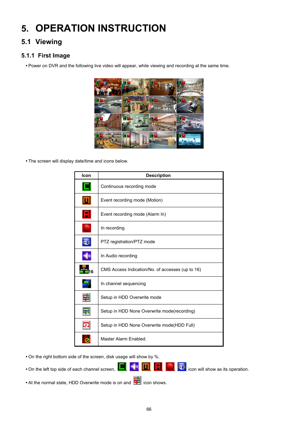 Operation instruction, 1 viewing, 1 first image | KT&C KVR-0412H User Manual | Page 66 / 219