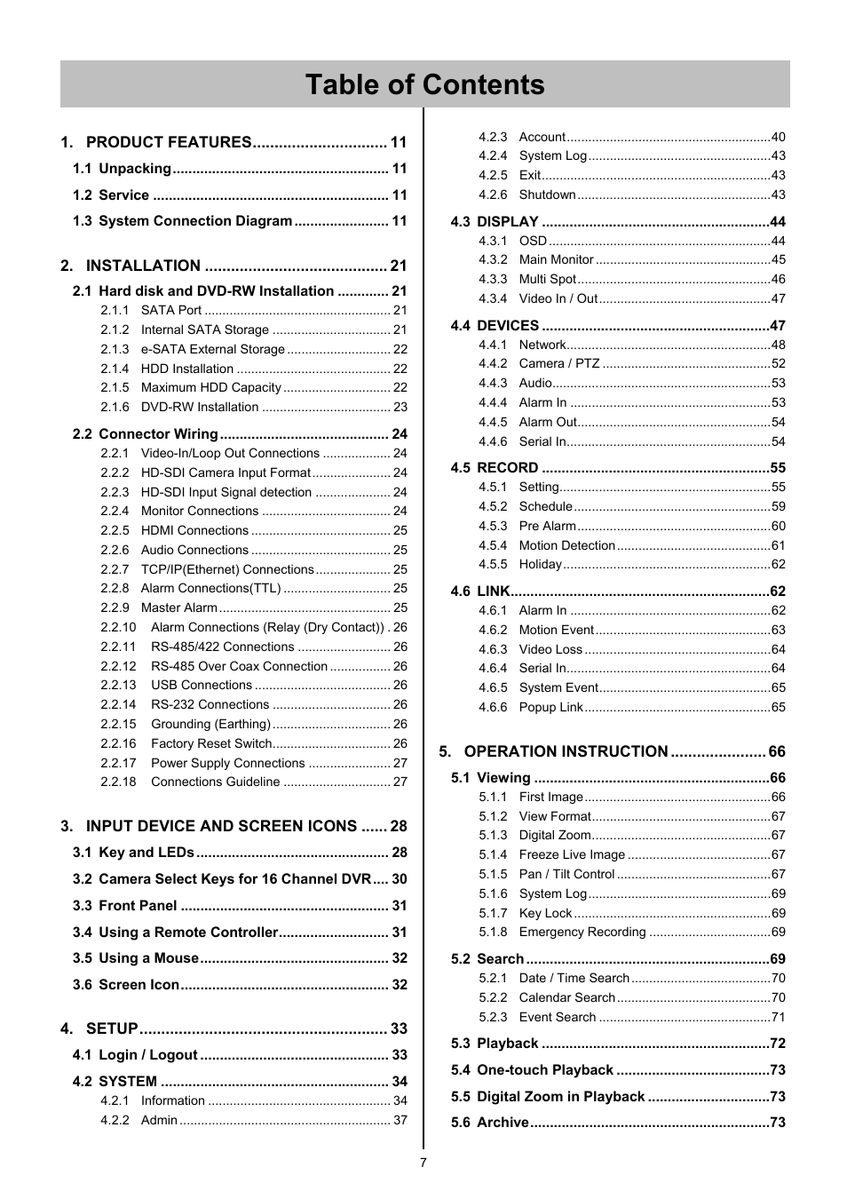 KT&C KVR-0412H User Manual | Page 7 / 219