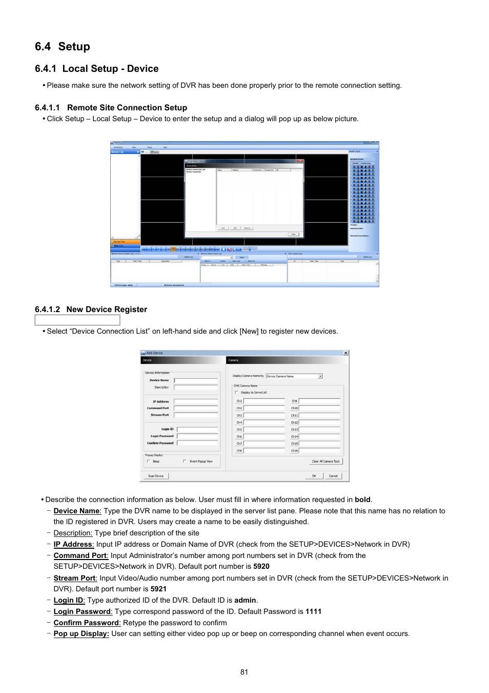 4 setup, 1 local setup - device | KT&C KVR-0412H User Manual | Page 81 / 219