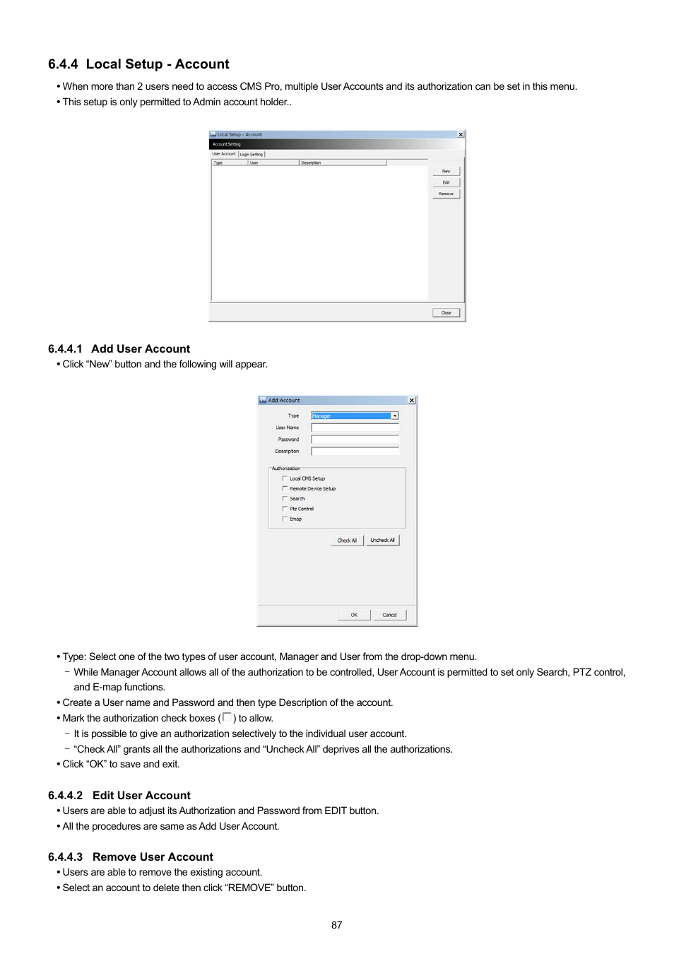 4 local setup - account | KT&C KVR-0412H User Manual | Page 87 / 219