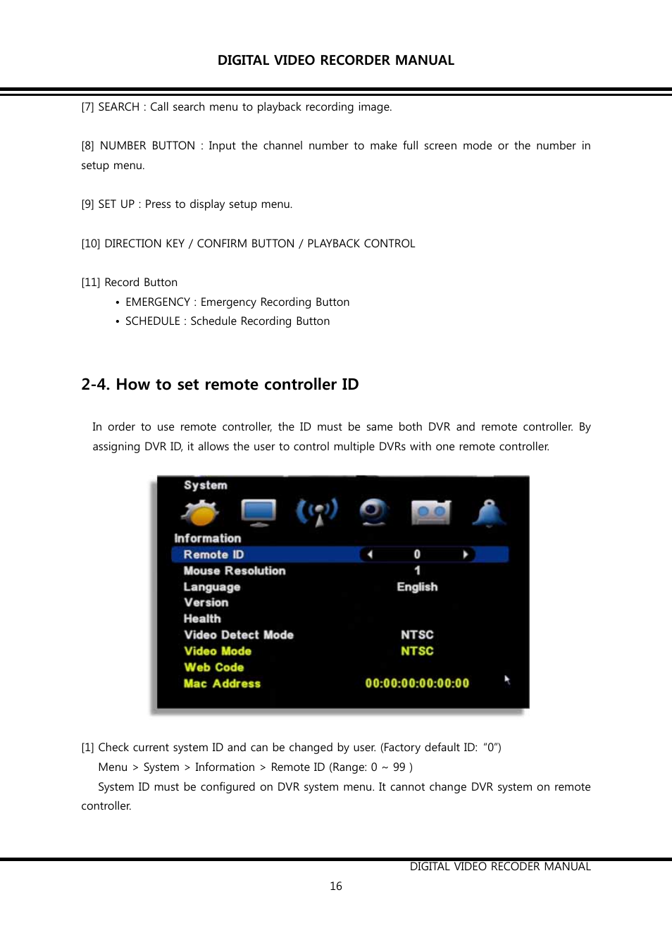 4. how to set remote controller id | KT&C K9-s Series User Manual | Page 16 / 73