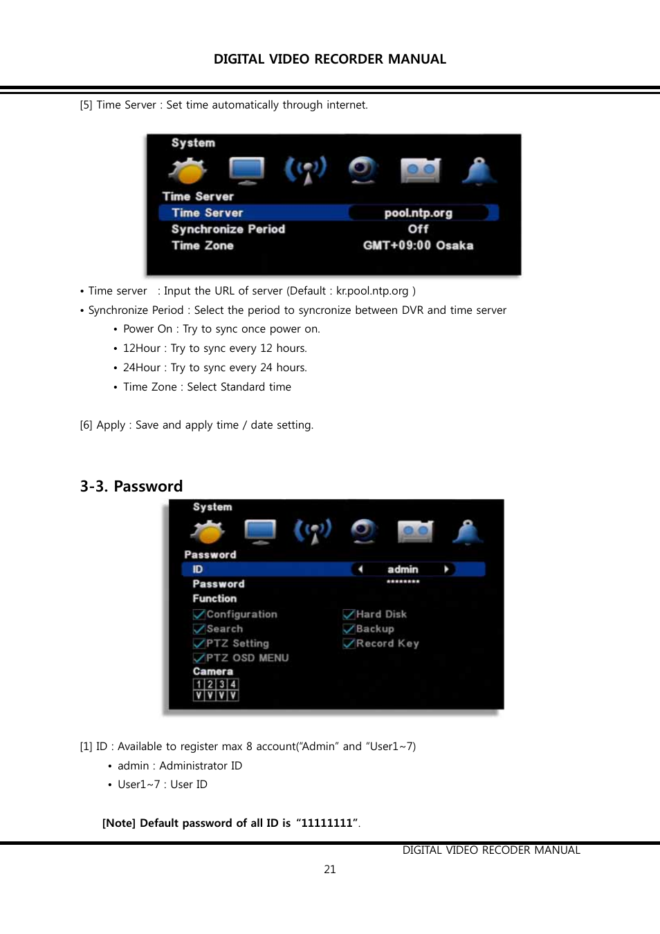 3. password | KT&C K9-s Series User Manual | Page 21 / 73