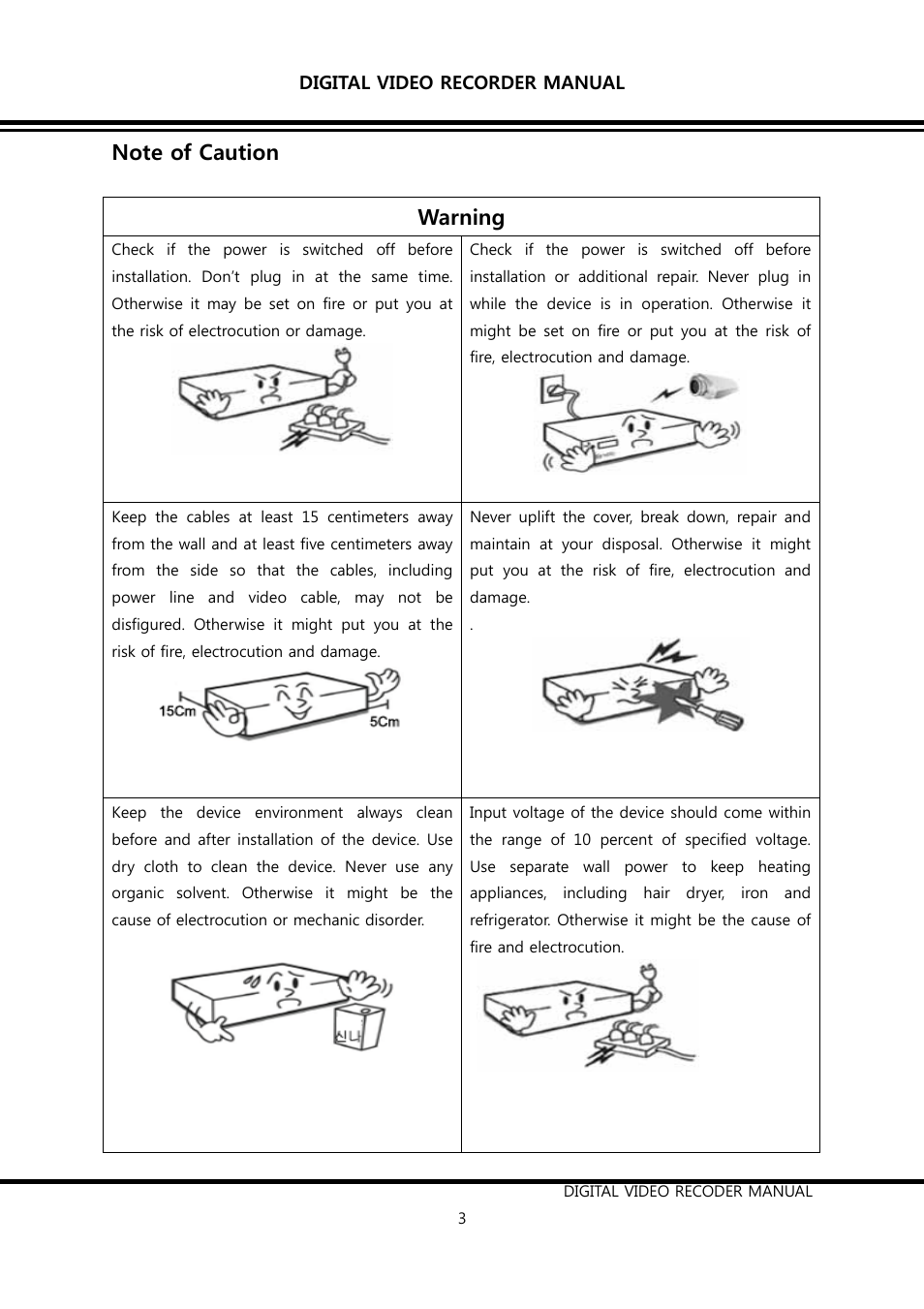 Warning | KT&C K9-s Series User Manual | Page 3 / 73