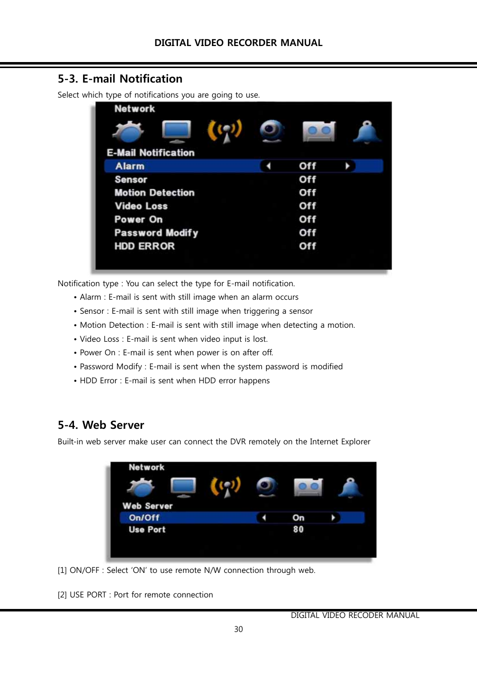 3. e-mail notification, 4. web server | KT&C K9-s Series User Manual | Page 30 / 73