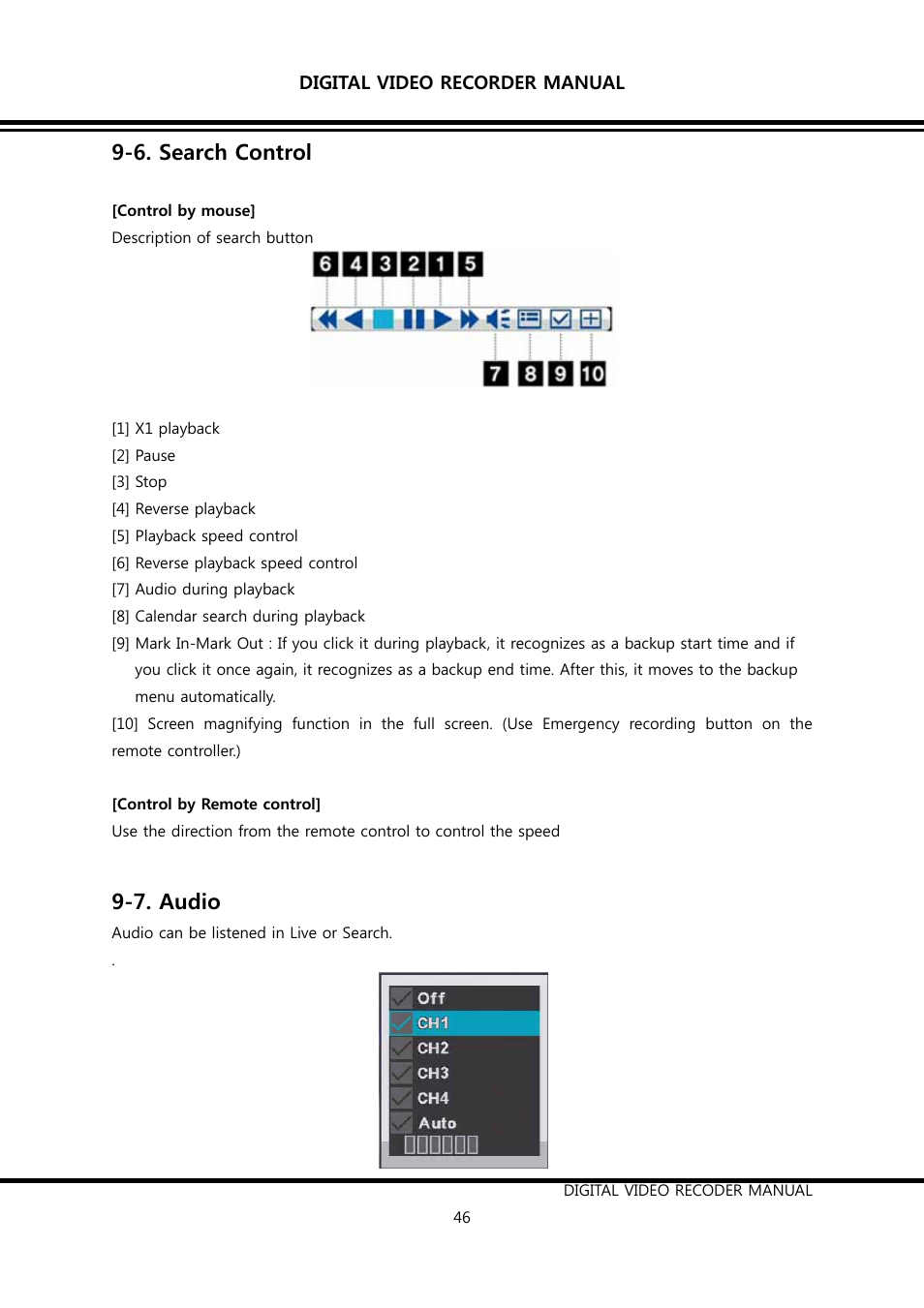 6. search control, 7. audio | KT&C K9-s Series User Manual | Page 46 / 73