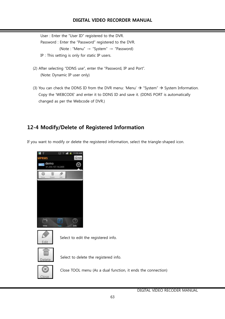 4 modify/delete of registered information | KT&C K9-s Series User Manual | Page 63 / 73