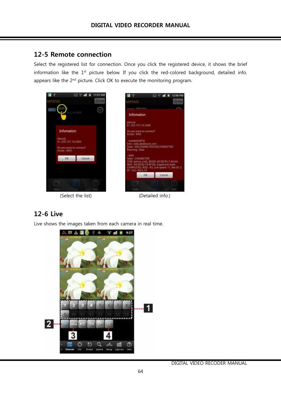 5 remote connection, 6 live | KT&C K9-s Series User Manual | Page 64 / 73