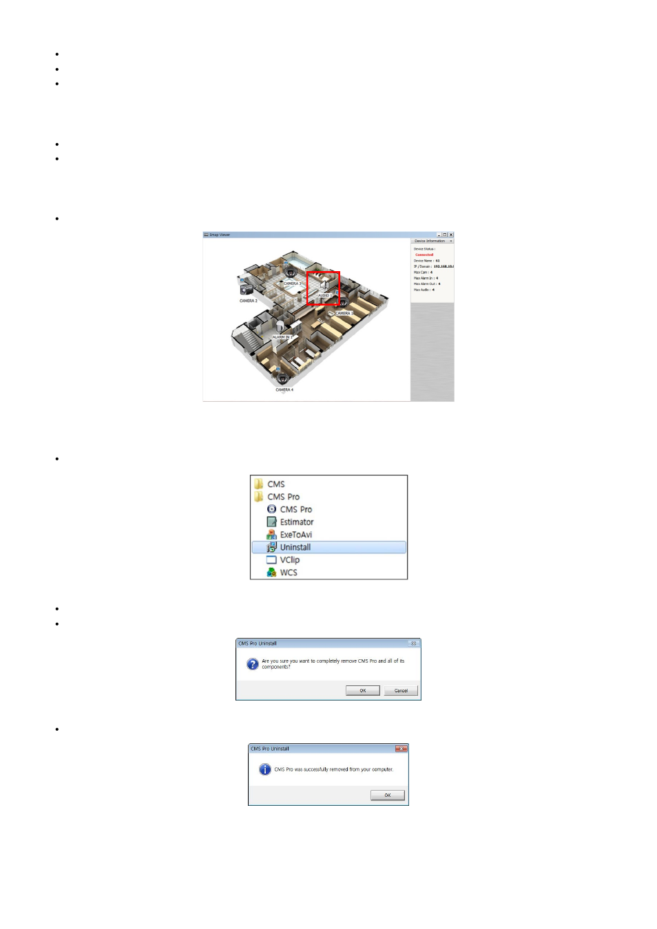 10 uninstalling cms pro, 4 alarm in/out control, 5 audio | KT&C KVR-1601S User Manual | Page 108 / 192