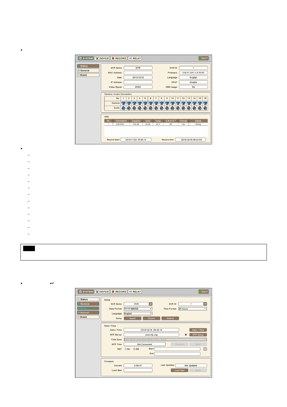 2 system, 1 status, 2 general | KT&C KVR-1601S User Manual | Page 37 / 192