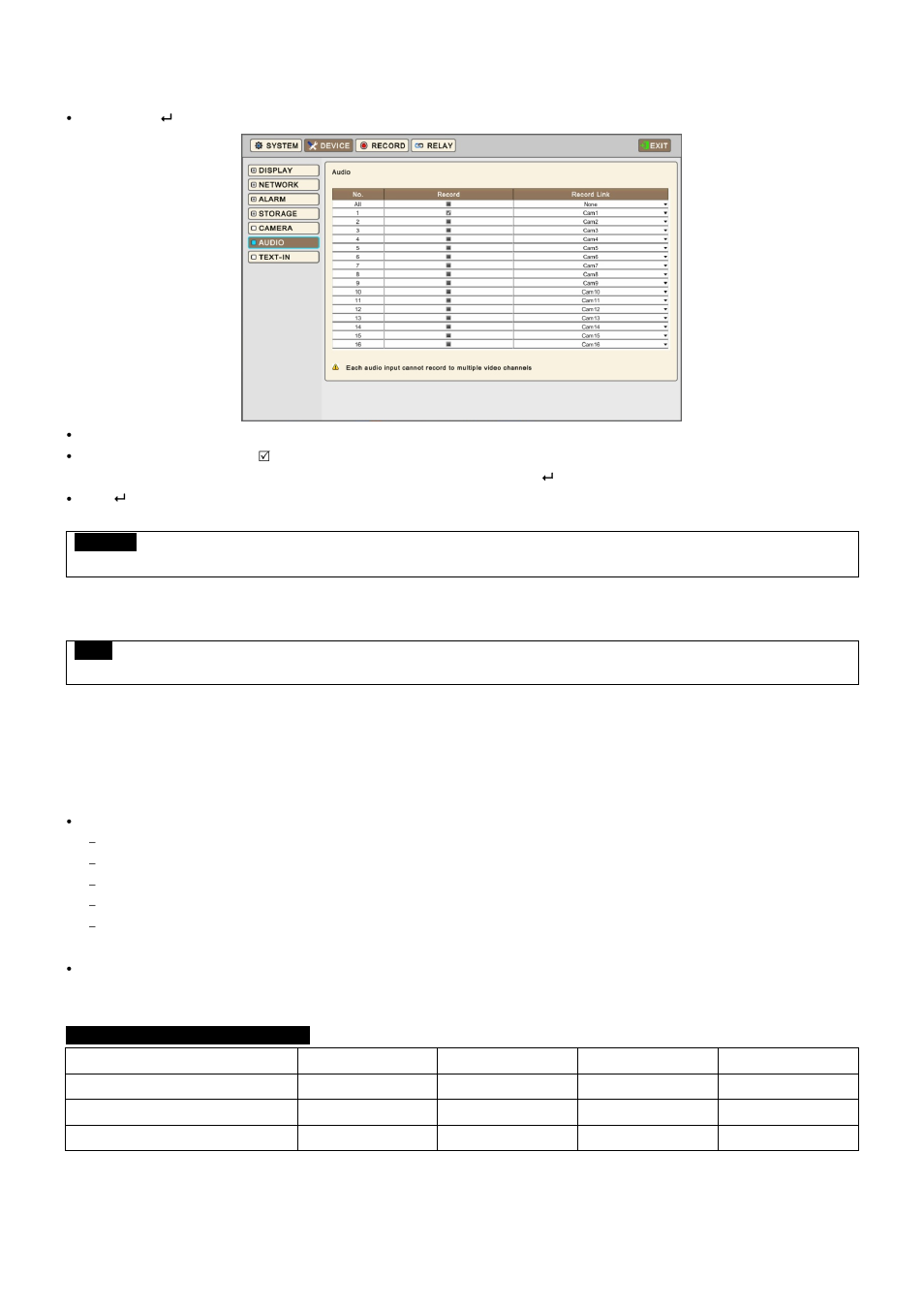 4 record, 6 audio, 7 text-in | 1 record | KT&C KVR-1601S User Manual | Page 54 / 192