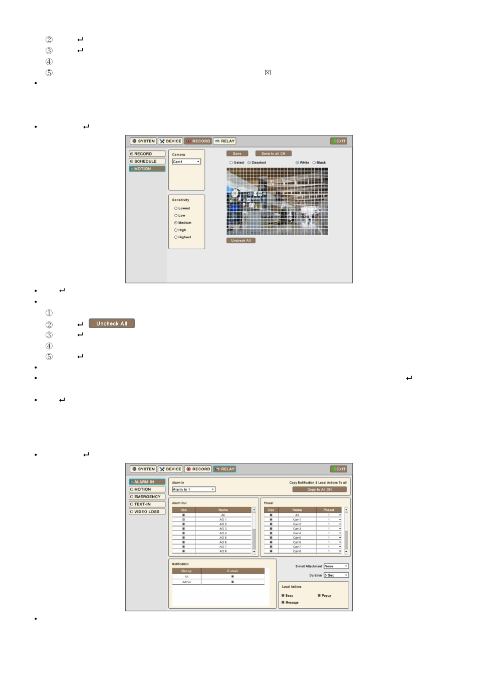5 relay, 3 motion | KT&C KVR-1601S User Manual | Page 60 / 192