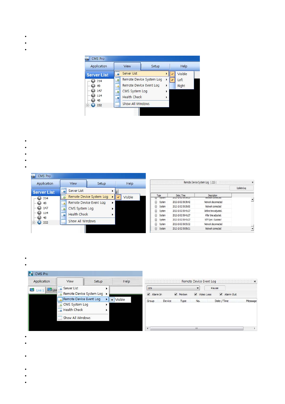 1 server list, 2 remote device system log, 3 remote device event log | KT&C KVR-1601S User Manual | Page 92 / 192