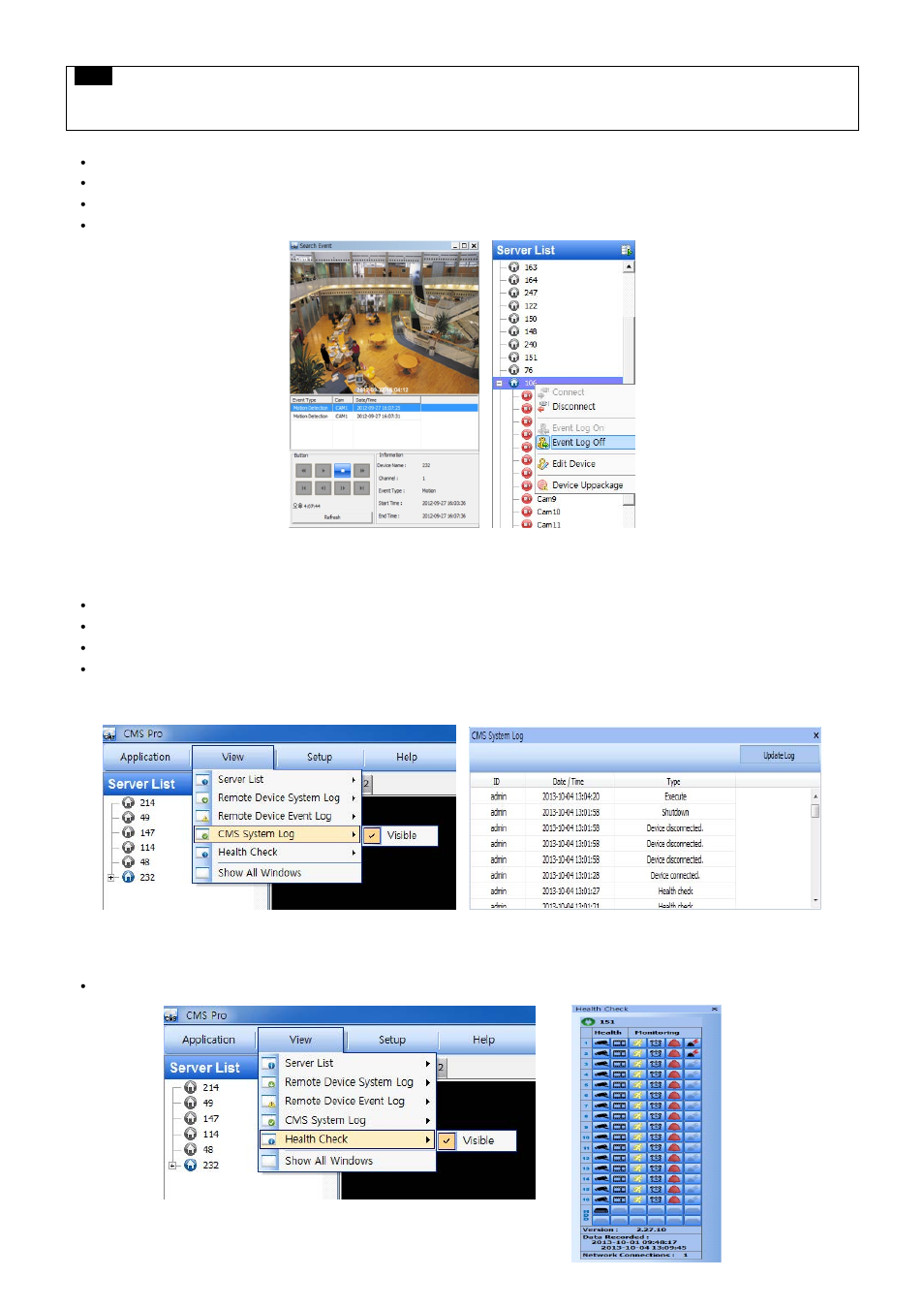 4 cms system log, 5 health check | KT&C KVR-1601S User Manual | Page 93 / 192
