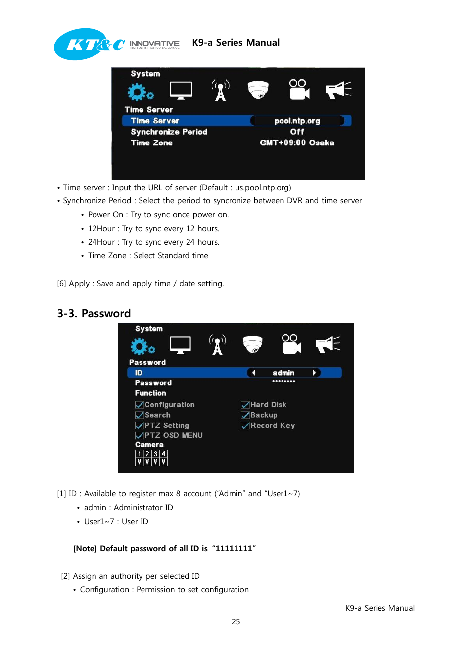 3. password | KT&C K9-a Series User Manual | Page 25 / 80
