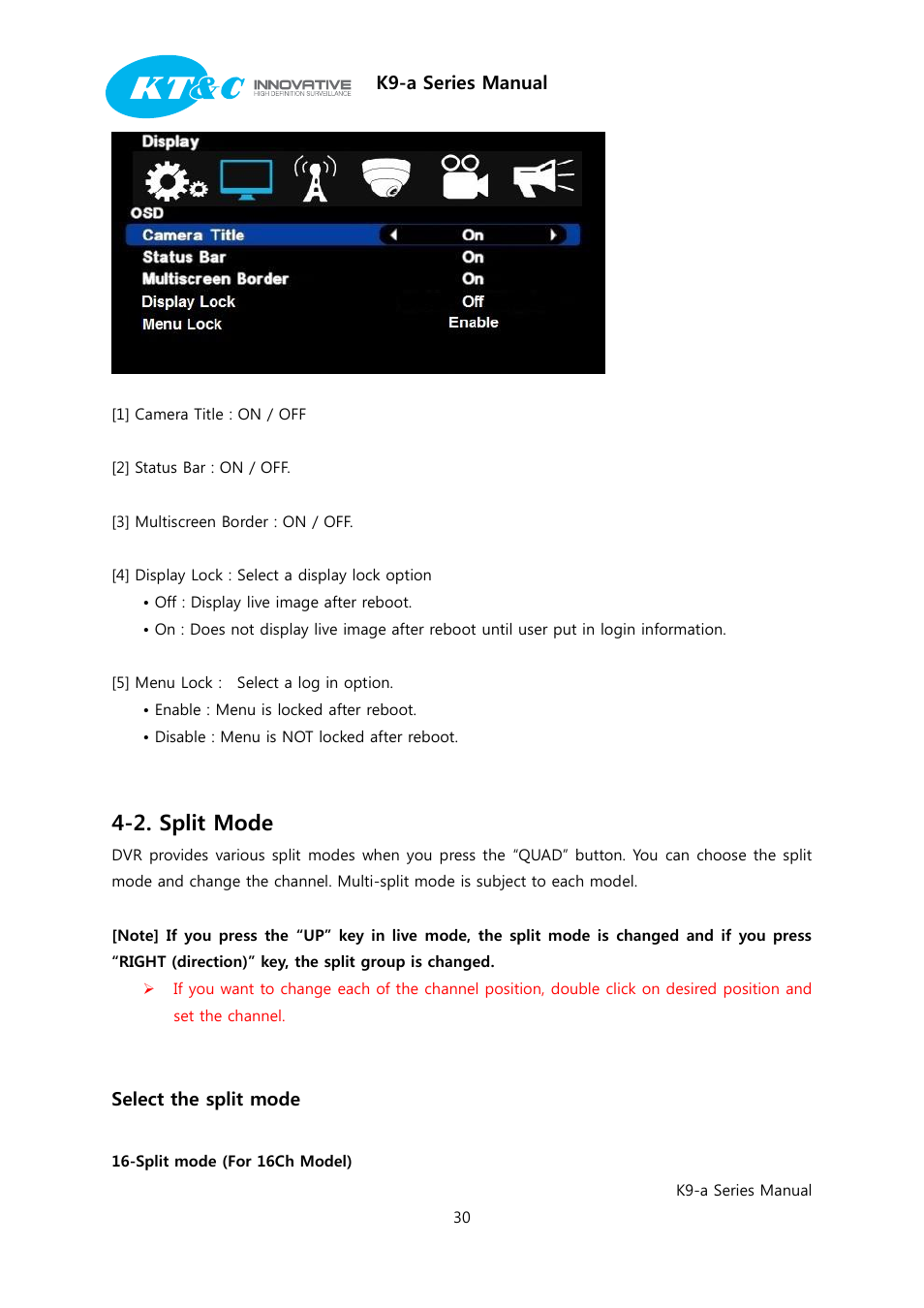 2. split mode | KT&C K9-a Series User Manual | Page 30 / 80