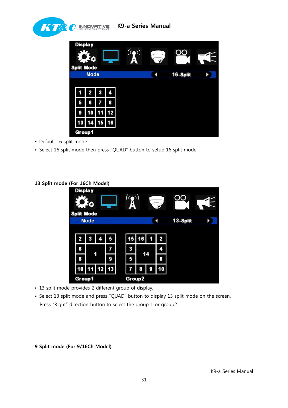 K9-a series manual | KT&C K9-a Series User Manual | Page 31 / 80