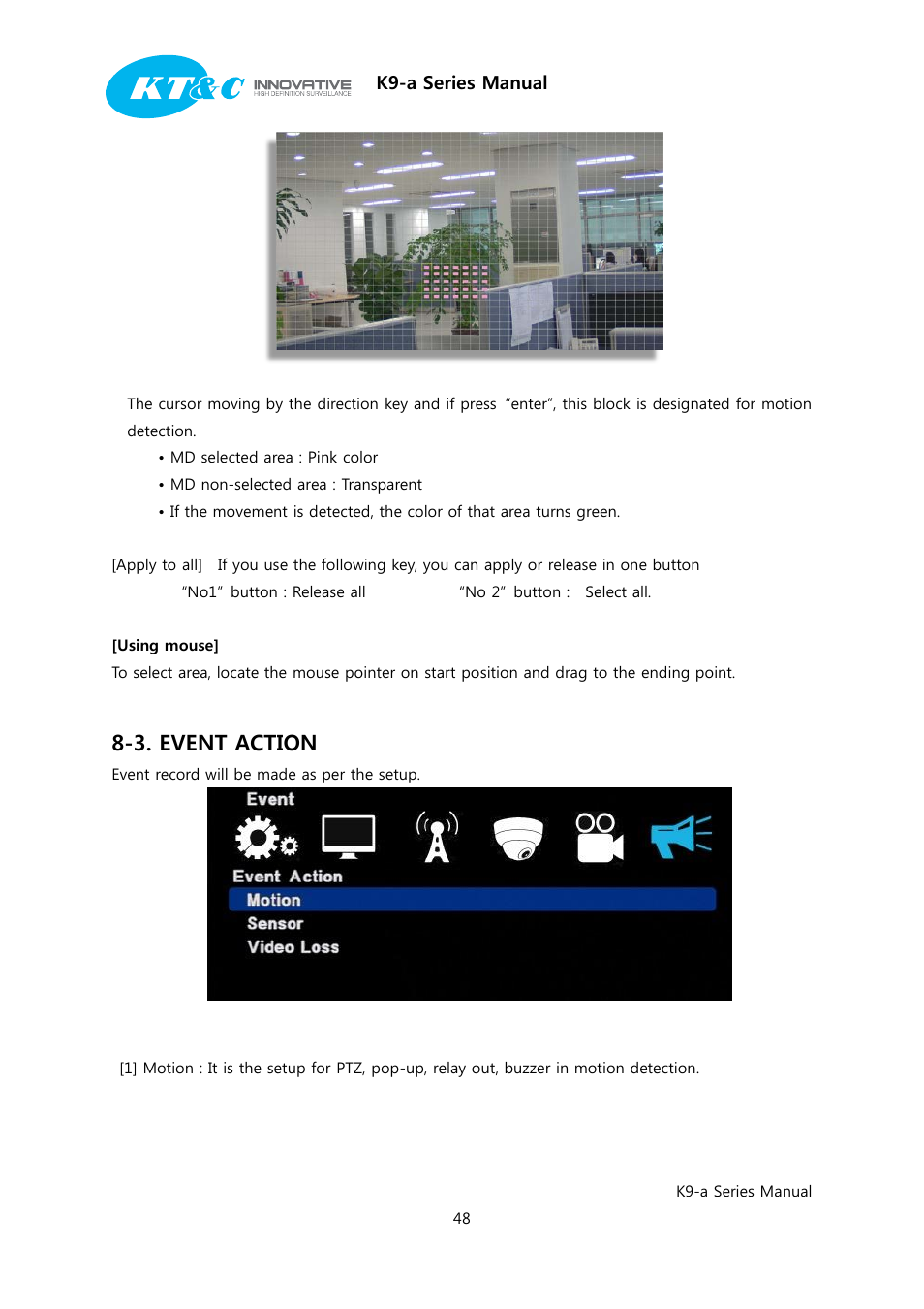 3. event action | KT&C K9-a Series User Manual | Page 48 / 80