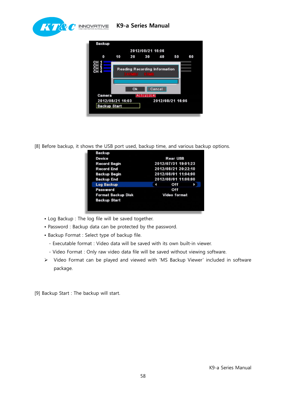 K9-a series manual | KT&C K9-a Series User Manual | Page 58 / 80