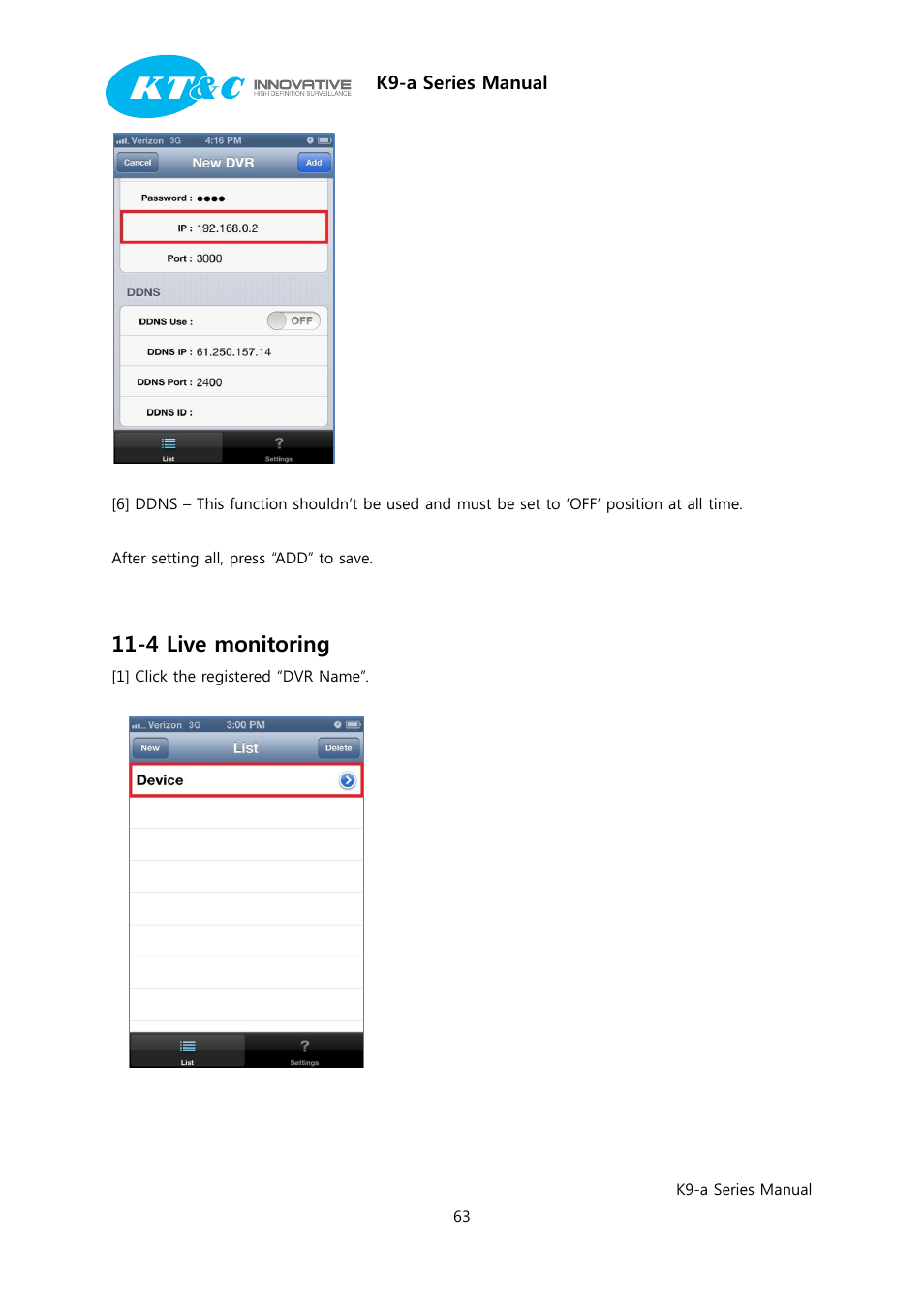 4 live monitoring | KT&C K9-a Series User Manual | Page 63 / 80