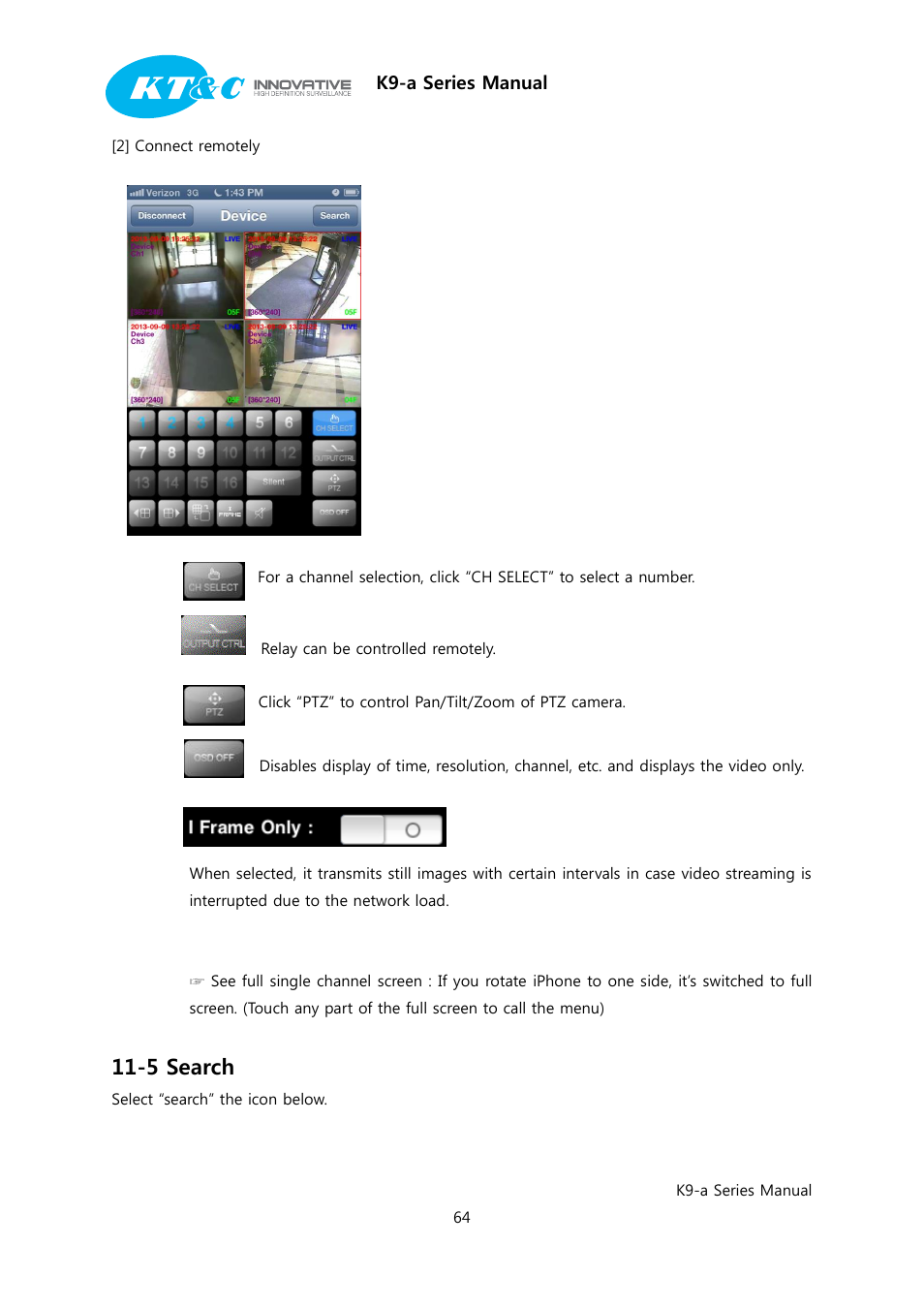 5 search, K9-a series manual | KT&C K9-a Series User Manual | Page 64 / 80