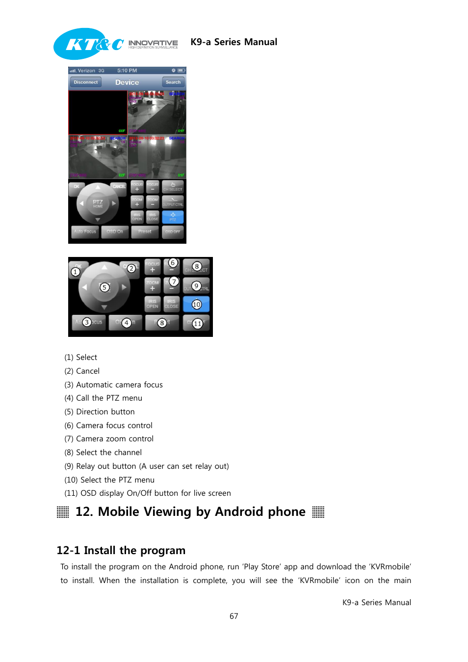 Mobile viewing by android phone, 1 install the program | KT&C K9-a Series User Manual | Page 67 / 80