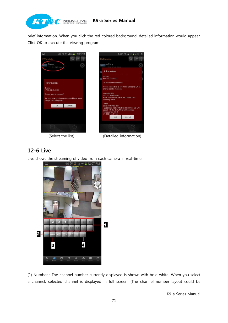 6 live | KT&C K9-a Series User Manual | Page 71 / 80