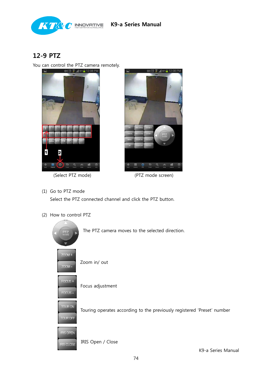 9 ptz, K9-a series manual | KT&C K9-a Series User Manual | Page 74 / 80
