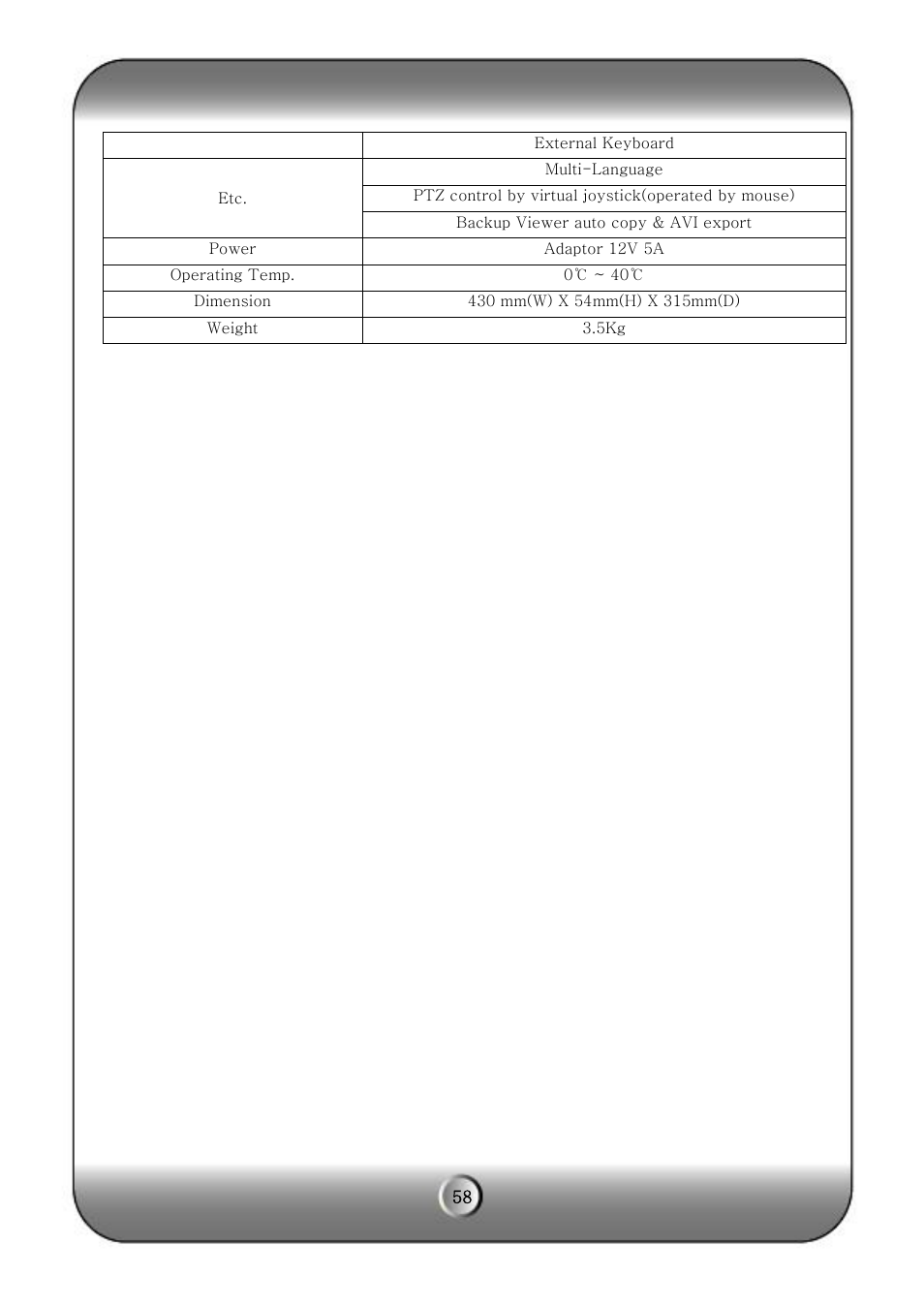 KT&C KVR-H Series User Manual | Page 58 / 58
