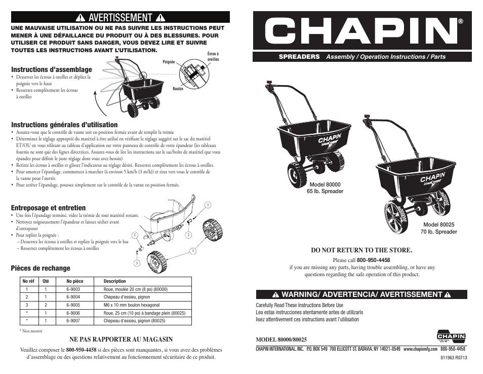 Chapin 80025 User Manual | 2 pages