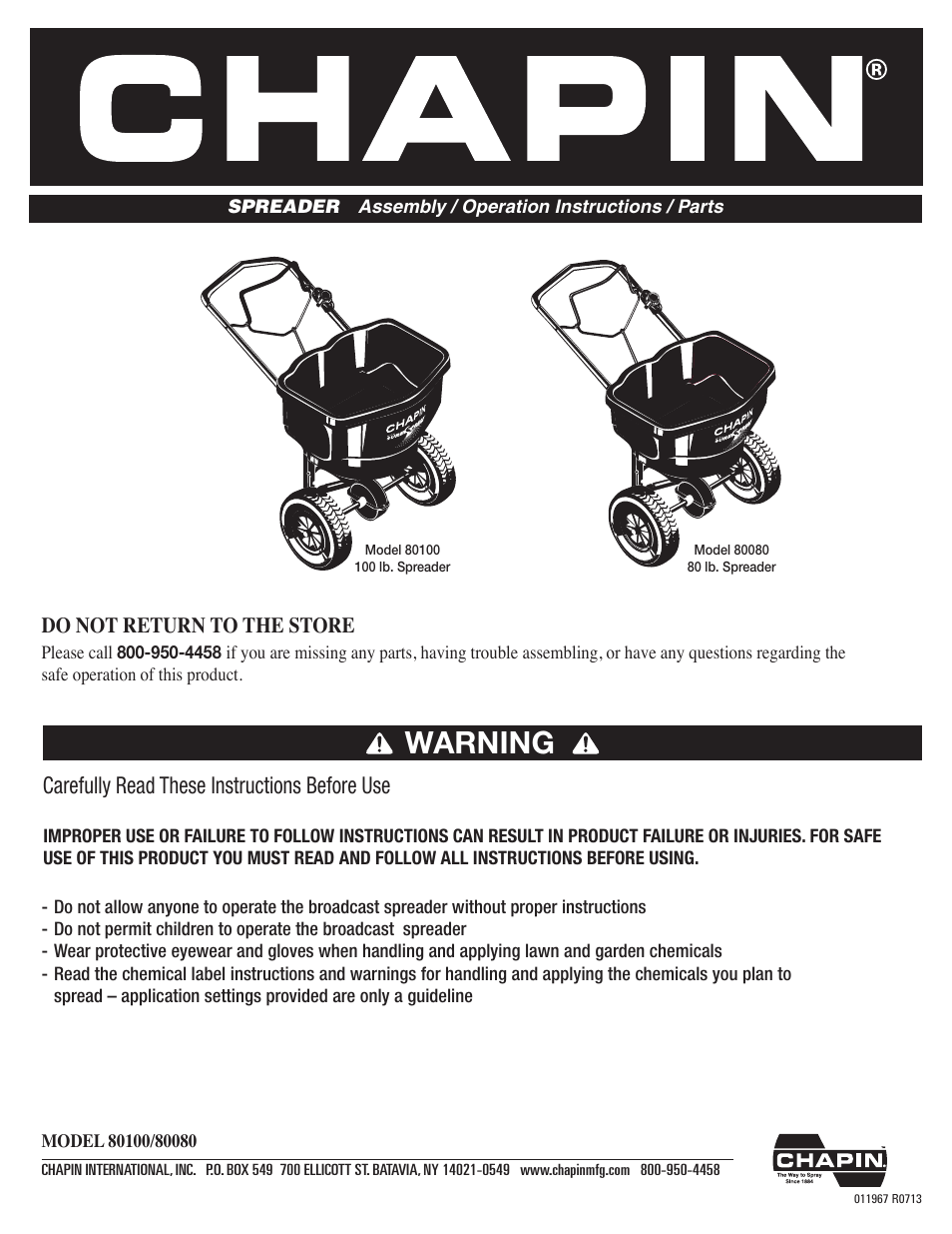Chapin 80100 User Manual | 12 pages