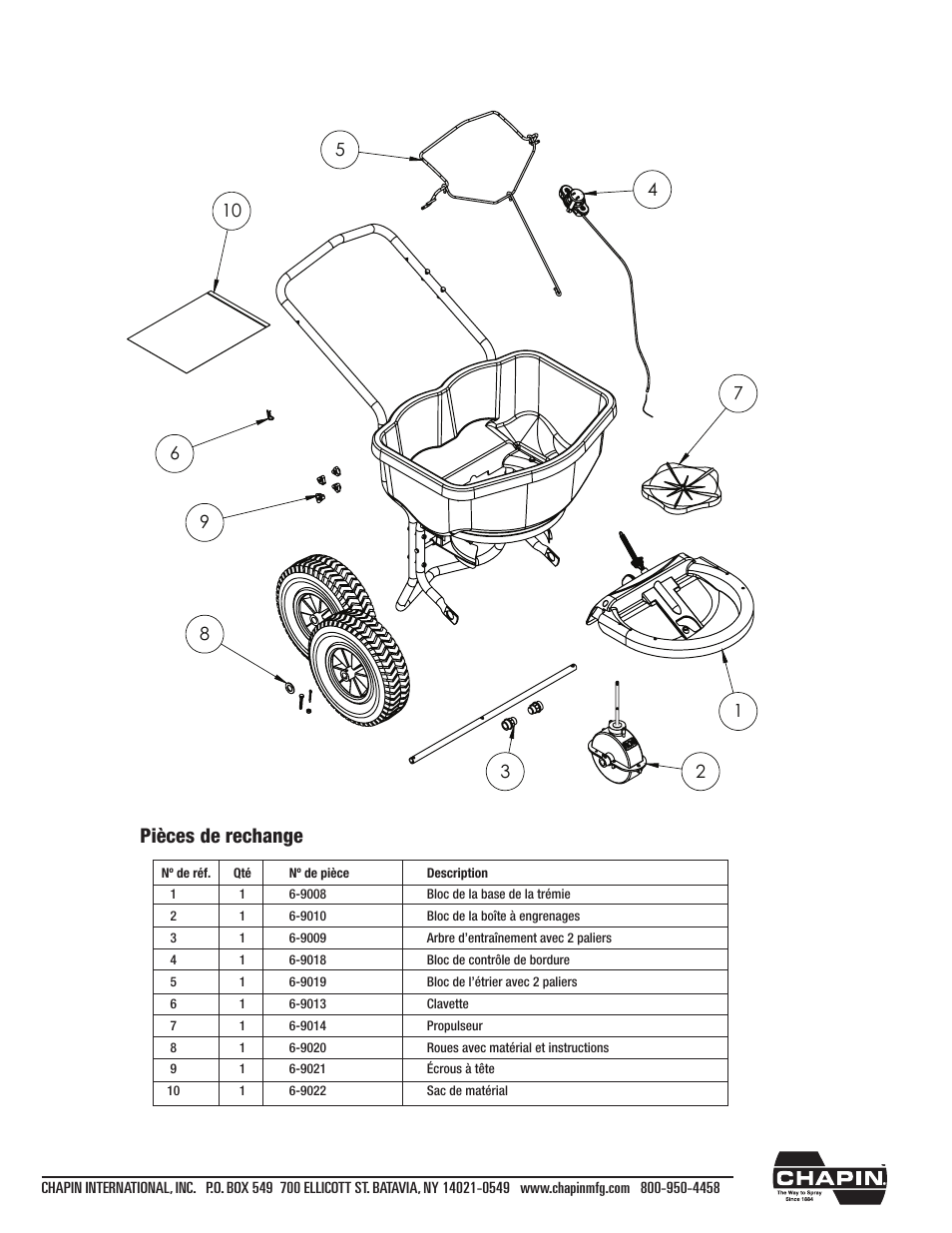 Pièces de rechange | Chapin 80100 User Manual | Page 11 / 12