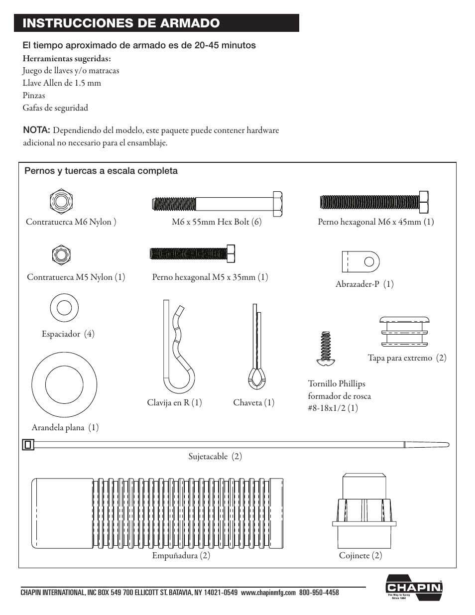 Instrucciones de armado | Chapin 82125 User Manual | Page 11 / 28