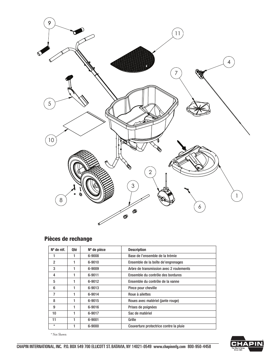 Pièces de rechange | Chapin 82125 User Manual | Page 26 / 28