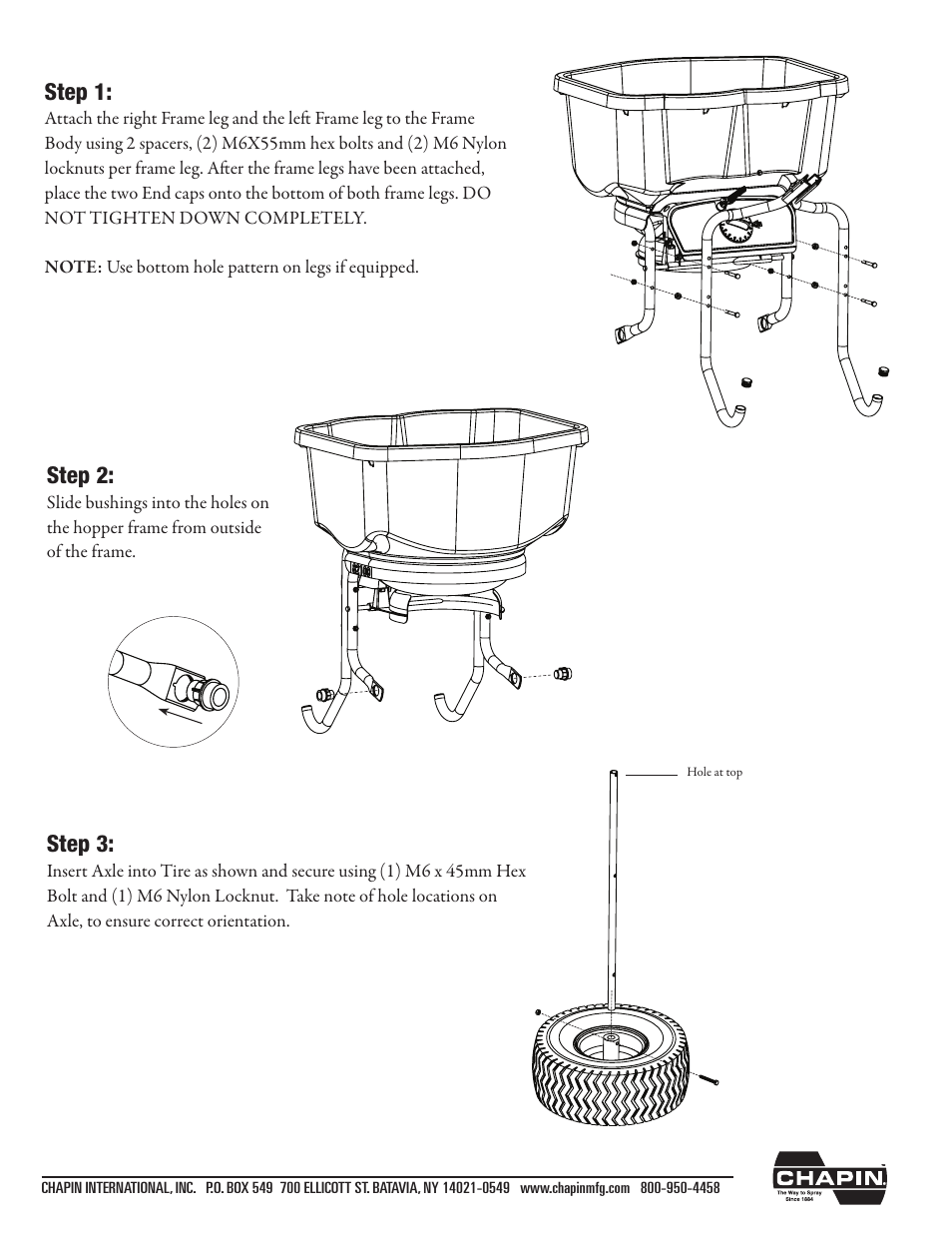 Step 1, Step 2, Step 3 | Chapin 82125 User Manual | Page 3 / 28