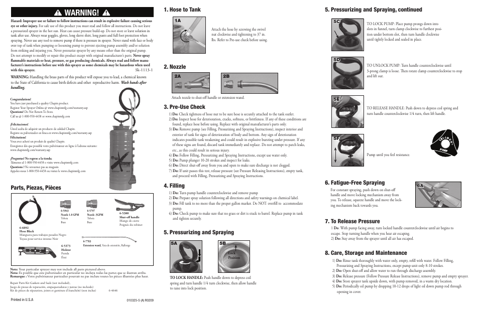 Chapin 19049 User Manual | 2 pages